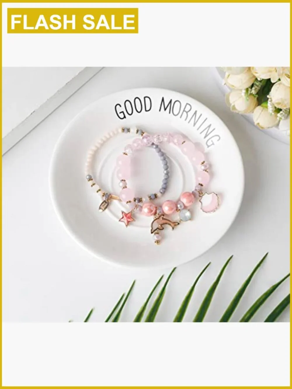 Beaded Charm Bracelet Set for Teen Girls - 4 Pack Stretch